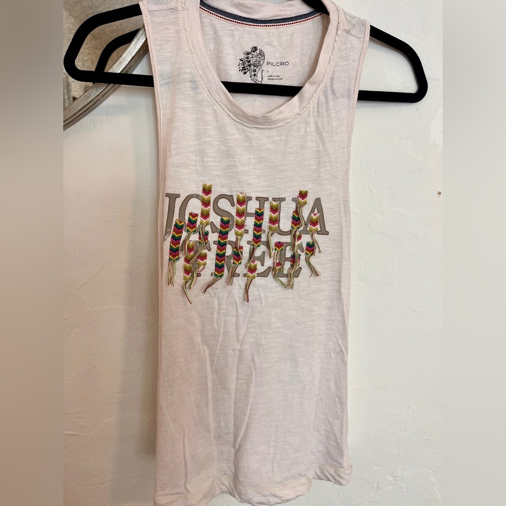Anthropologie Pilcro Graphic Tank with Multicolor Joshua Tree Design